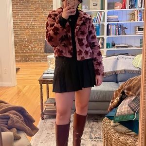 Princess Highway Purple Flower Faux Fur Jacket